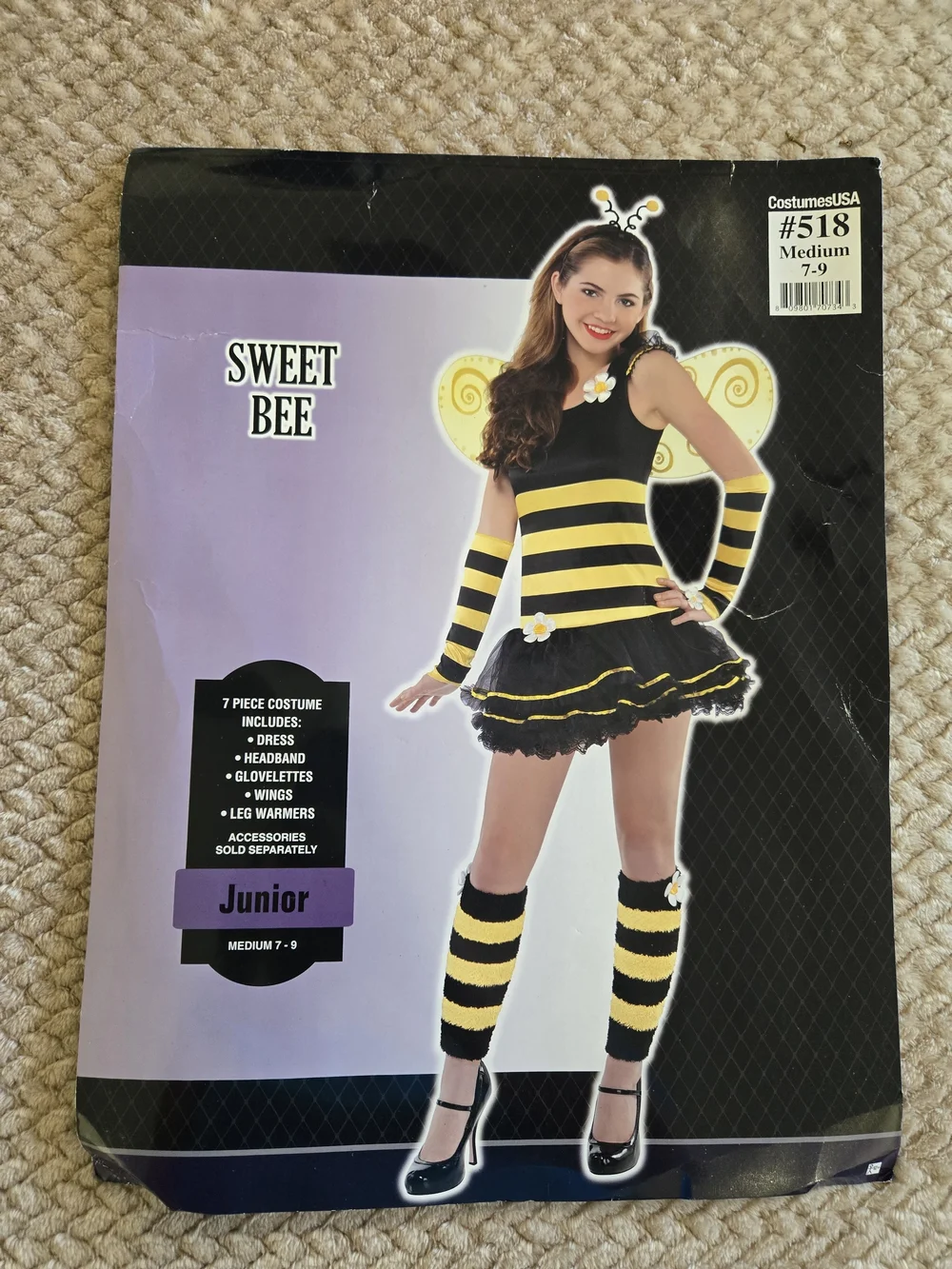 Costumes USA Sweet Bee 7-Piece Bumblebee Costume Junior Medium 7-9